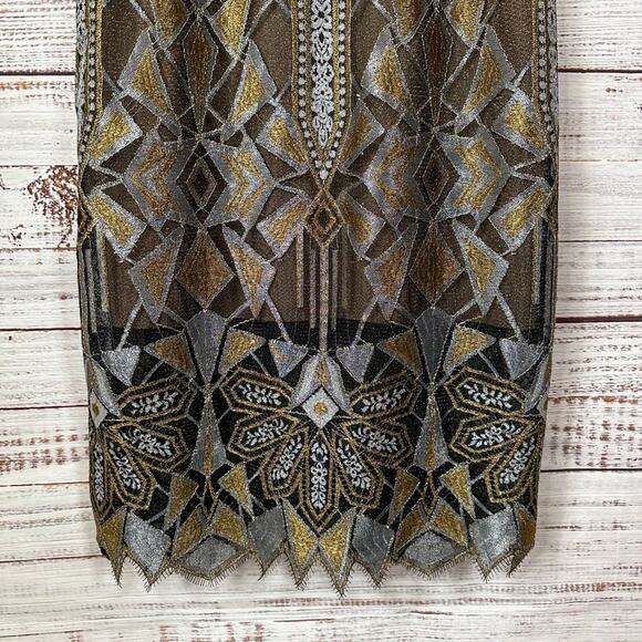BCBGMAXAZRIA Alese Geometric Metallic Lace Cocktail Dress, EUC, Size 8 MSRP $448 - Picture 10 of 13